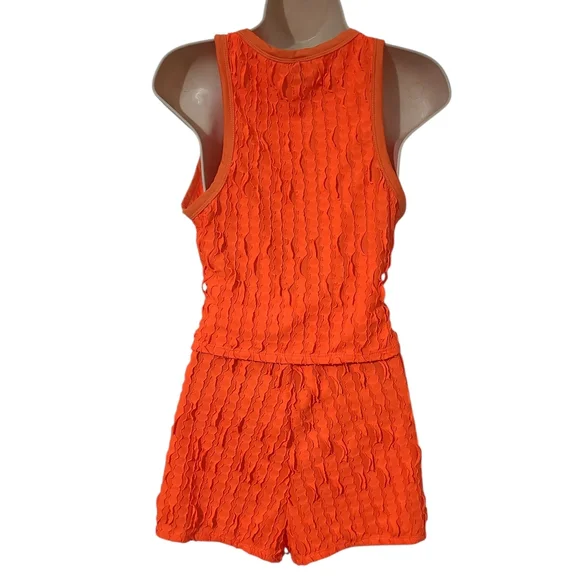 Neon Orange Textured 2 Piece Set - Picture 5 of 7